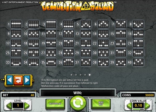 Demolition Squad Paylines
