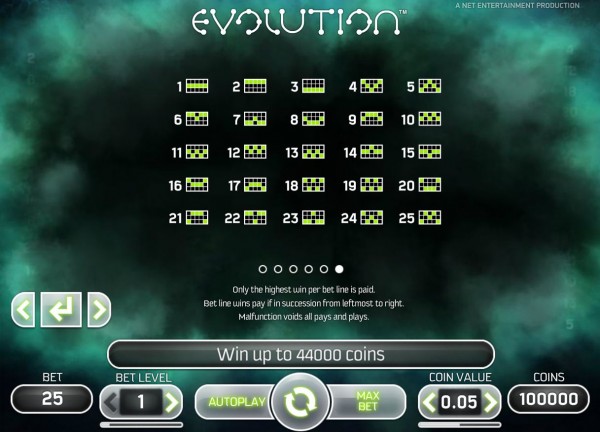 Evolution Paylines